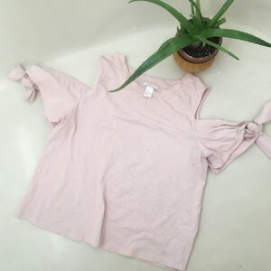 H&M cold shoulder baby pink blouse tee shirt​